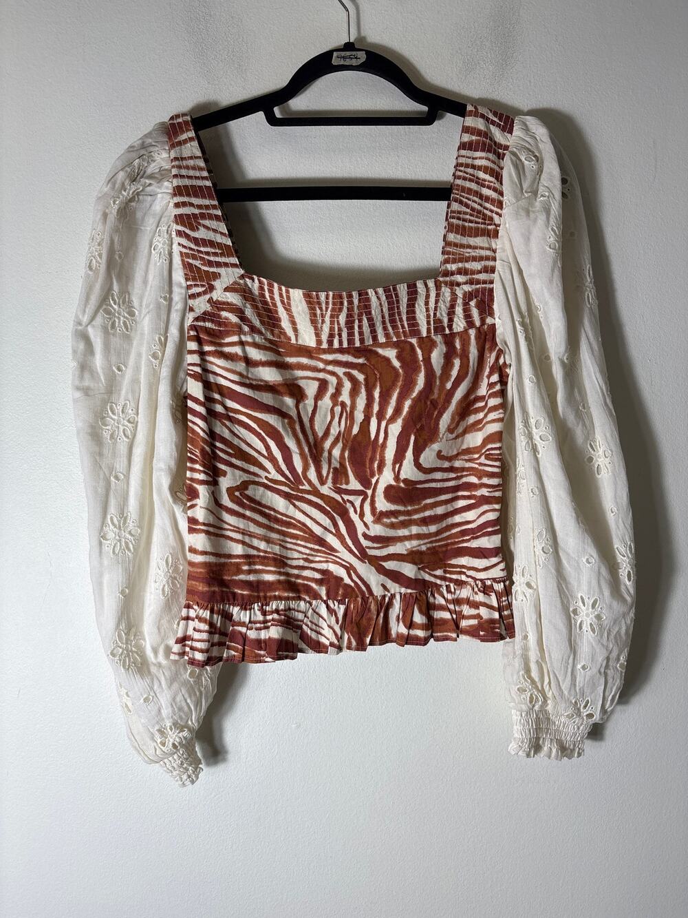 Love the Label Off White Mixed Medi Long Sleeve Top Sz S
